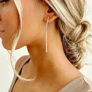 Silver Bar Charm‎ and Rhinestone Earrings